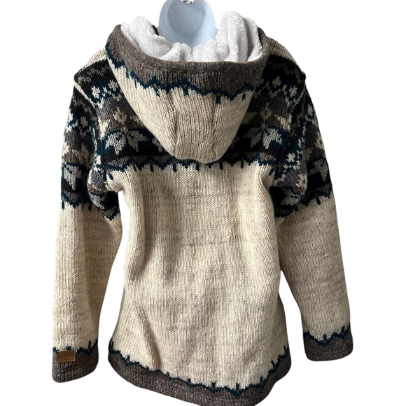 Kyber Outerwear Sweater Jacket Wool Knit Hood Feece Lined Size L Full Zipper - Picture 2 of 7